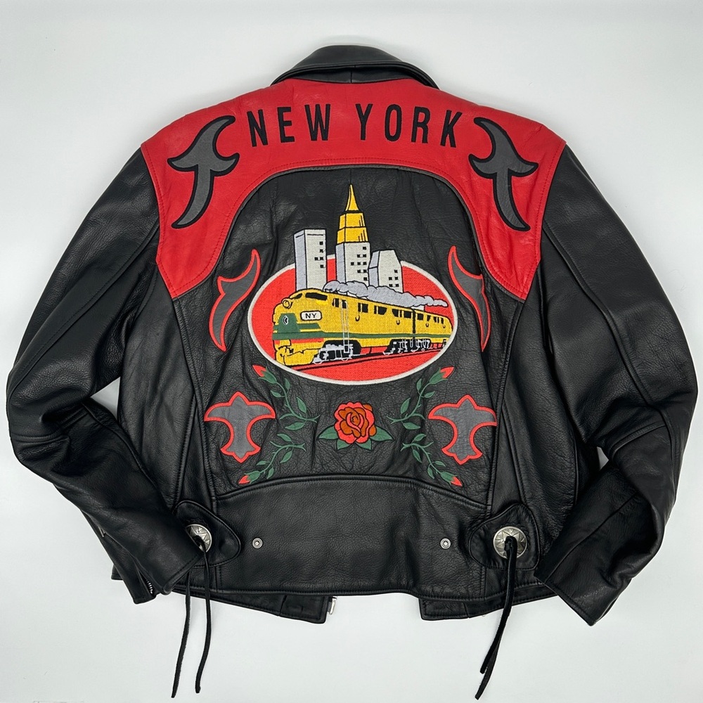 Avirex Black and Red New York Leather Jacket